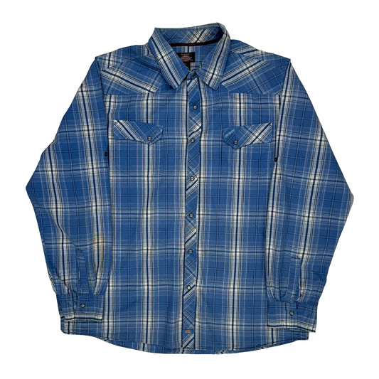 Dickies Checked Shirt - 2XL Blue Cotton