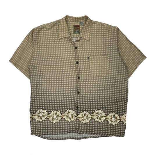 Pineapple Connection Polka Dot Hawaiian Shirt - XL Beige Viscose