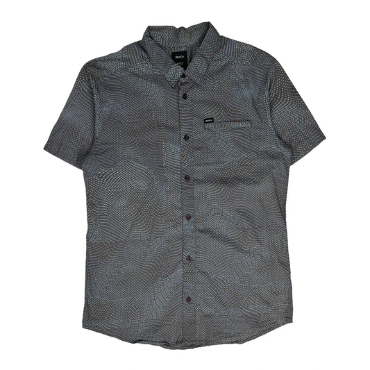 Vintage Rvca Slim Fit Short Sleeve Shirt - Medium Brown Polyester