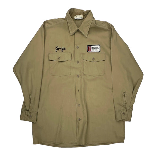 Princeton Theological Seminary Dickies Shirt - Large Khaki Cotton