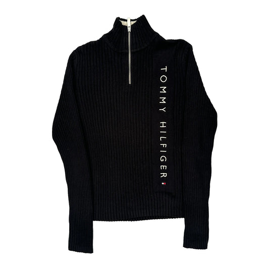 Tommy Hilfiger Spellout Jumper - Large Black Cotton