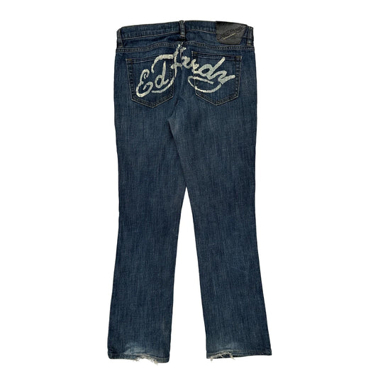 Ed Hardy Boot Cut Jeans - 30W UK 8 Blue Cotton