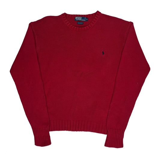 Polo By Ralph Lauren Chunky Knit Jumper - Medium Red Cotton