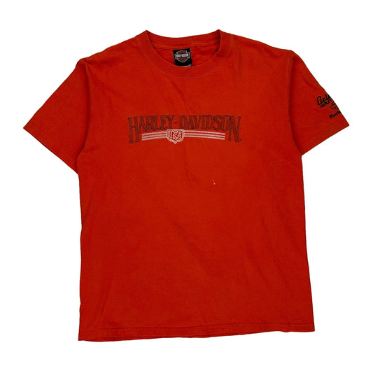 Harley Davidson Graphic T-Shirt - Large Red Cotton
