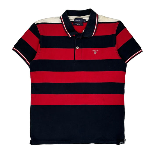 The Beefy Oxford Gant Striped Polo Shirt - Large Navy Cotton