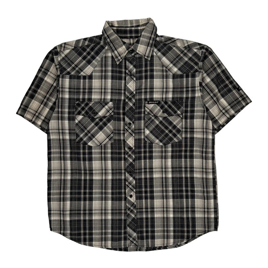 Authentic Dickies Checked Short Sleeve Shirt - Medium Black & White Cotton Blend