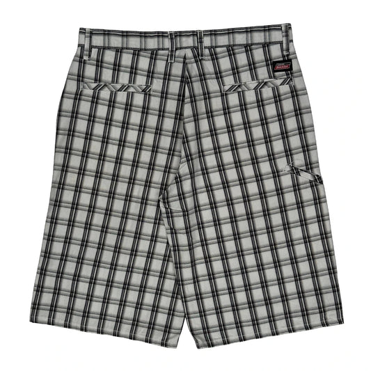 Dickies Checked Carpenter Shorts - 32W 12L Black & White Cotton