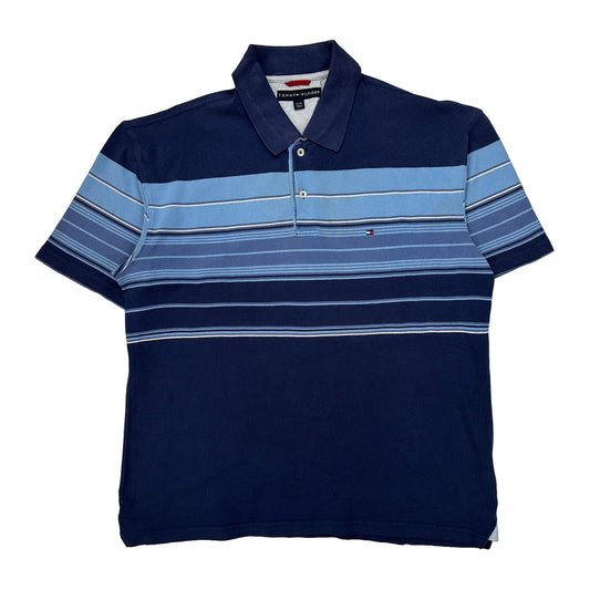 Tommy Hilfiger Striped Polo Shirt - XL Blue Cotton