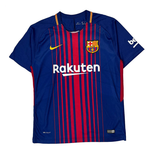 Vintage Fc Barcelona Nike 2017-18 Messi Home Football Shirt - XL Blue Polyester