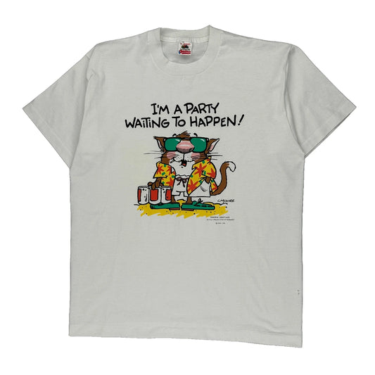 Party Theme Fruit Of The Loom Cartoon T-Shirt - XL White Cotton Blend