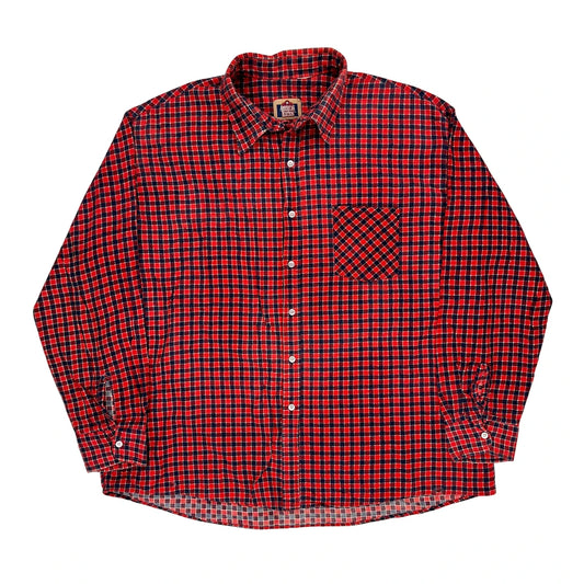 American Edition Checked Flannel Shirt - Large Red Cotton