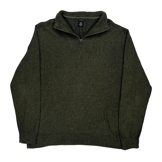 Calvin Klein Jeans 1/4 Zip - Large Green Cotton Blend