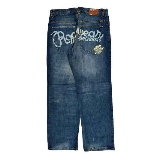 Rocawear Graphic Jeans - 36W 33L Blue Cotton