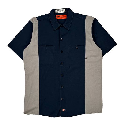 Dickies Short Sleeve Shirt - Large Grey Cotton