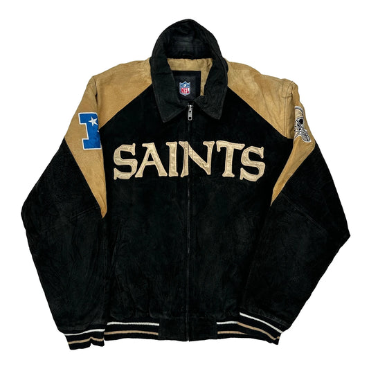 New Orleans Saints Nfl Varsity Jacket - XL Black Leather