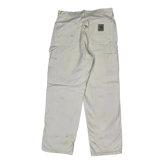Carhartt Double Knee Carpenter Trousers - 30W 30L White Cotton