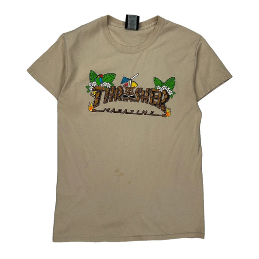 Thrasher Graphic T-Shirt - Small Beige Cotton