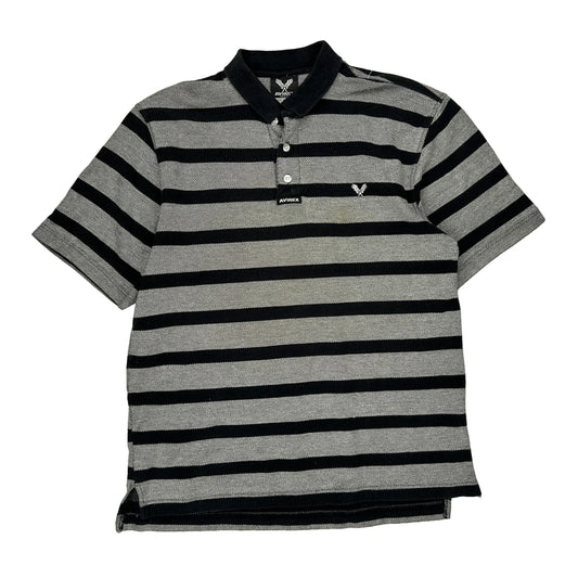Avirex Striped Polo Shirt - Large Black Cotton