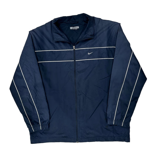 Nike Striped Windbreaker - 2XL Navy Nylon