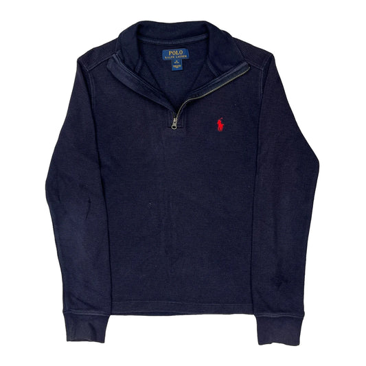 Age 10-12 Polo By Ralph Lauren Collared 1/4 Zip - Medium Navy Cotton