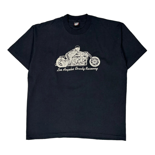 90S La County Raceway Screen Stars Graphic T-Shirt - 2XL Black Cotton Blend
