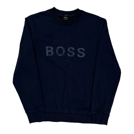 Vintage Boss Sweatshirt - Large Navy Cotton
