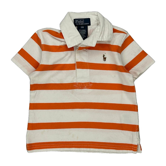 Age 12 Months Polo By Ralph Lauren Striped Polo Shirt - 2XS Orange Cotton