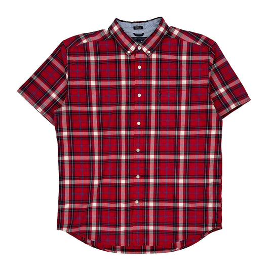 Tommy Hilfiger Checked Short Sleeve Shirt - XL Red Cotton