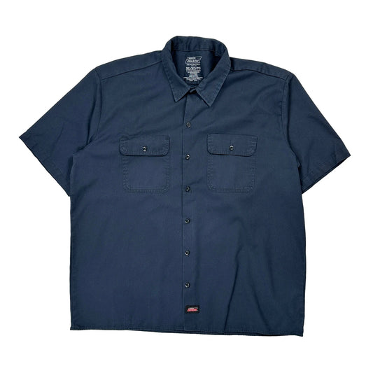 Dickies Short Sleeve Shirt - XL Blue Polyester Blend