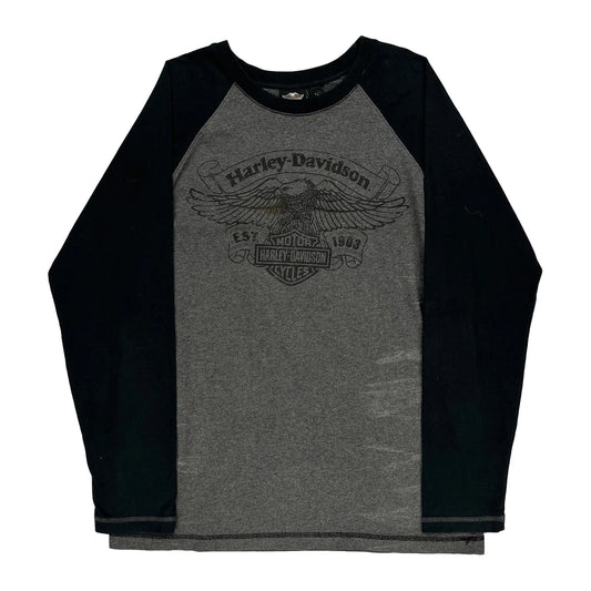 The Great American Freedom Machine Harley Davidson Graphic Long Sleeve T-Shirt - Large Black Cotton
