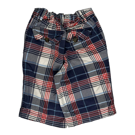 Age 8 Tommy Hilfiger Checked Chino Shorts - Medium Blue Cotton