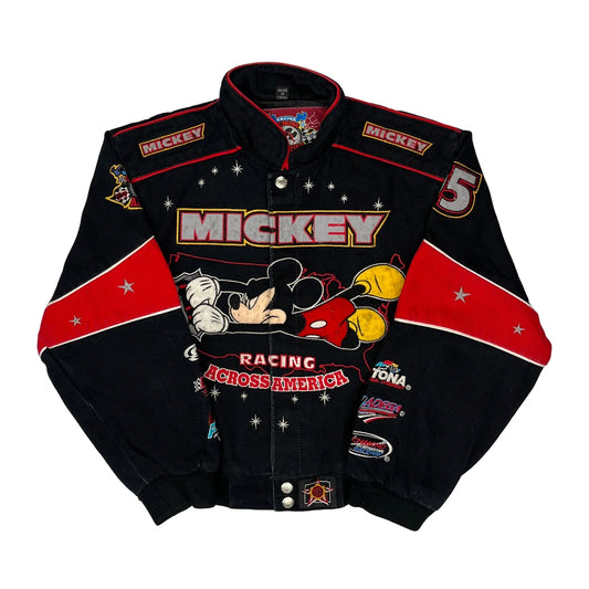 Kids Jh Designs Mickey Mouse Racing Bomber Jacket - Large Black Corduroy