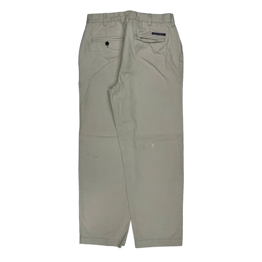 Tommy Hilfiger Pleated Chinos - 30W 30L Beige Cotton