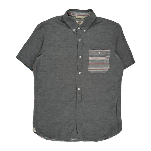 Vans Striped Short Sleeve Shirt - Small Grey Cotton