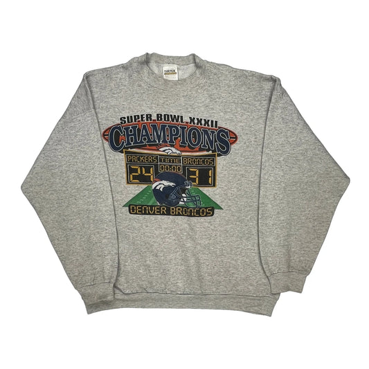 Vintage Denver Broncos Tultex Football Sweatshirt - XL Grey Cotton Blend
