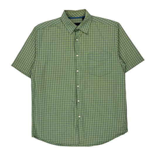 Nautica Checked Short Sleeve Shirt - Medium Green Cotton