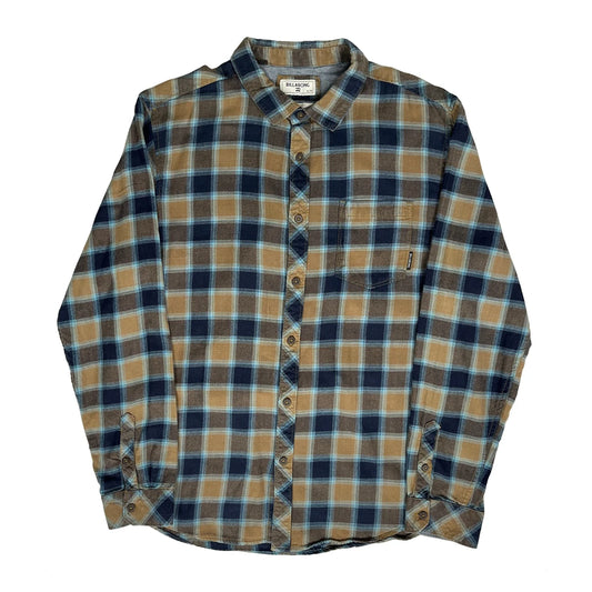 Billabong Checked Flannel Shirt - XL Brown Cotton