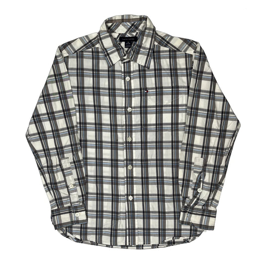 Age 8-10 Tommy Hilfiger Checked Shirt - Medium White Cotton