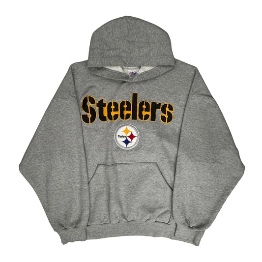 Made In USA Majestic Pittsburgh Steelers Hoodie - XL Grey Cotton Blend