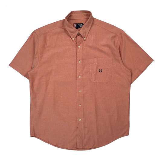 Chaps Ralph Lauren Short Sleeve Shirt - Large Orange Cotton