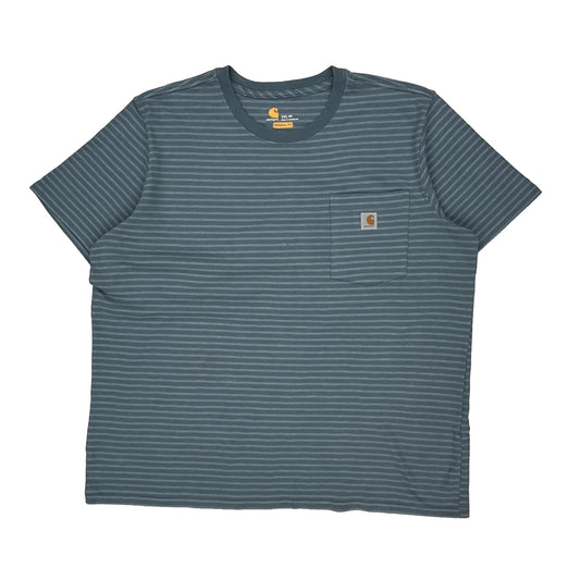 Carhartt Striped T-Shirt - 2XL Blue Cotton