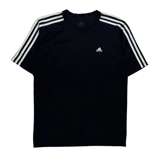 Vintage Sportswear Adidas Striped T-Shirt - Medium Black Polyester