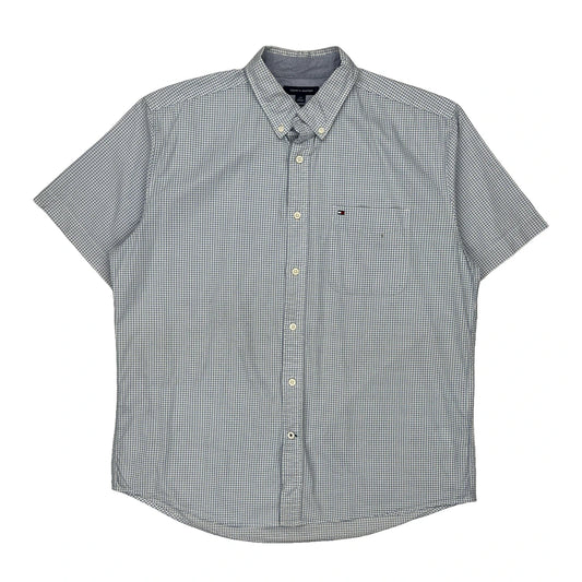 Tommy Hilfiger Checked Short Sleeve Shirt - Large Blue Cotton