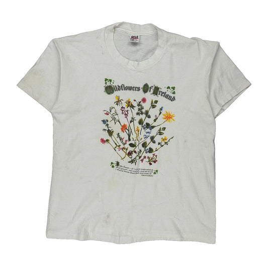 Wildflowers Of Ireland Anvil Single Stitch T-Shirt - XL White Cotton