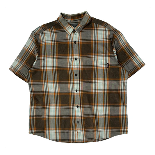 Woolrich Checked Short Sleeve Shirt - XL Brown Cotton