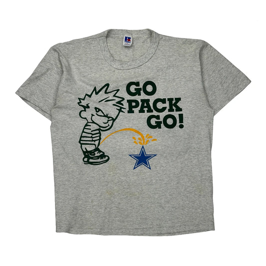 Green Bay Packers Russell Athletic Graphic T-Shirt - Large Grey Cotton
