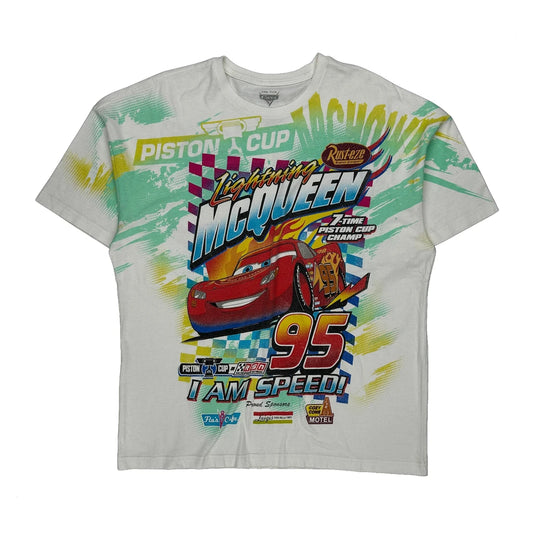 Boys Disney Lightning Mcqueen T-Shirt - 2XL White Cotton Blend