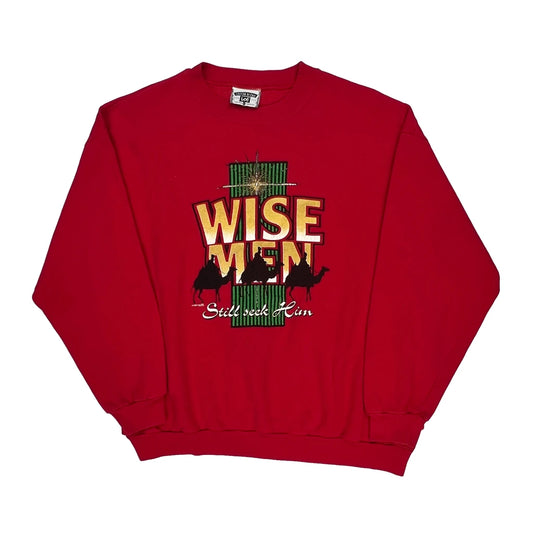 Made In USA Lee Christmas Sweatshirt - XL Red Cotton Blend