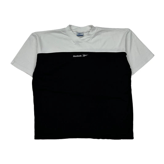 Vintage Reebok T-Shirt - Large Black & White Cotton