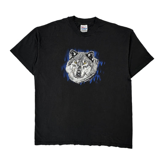 Vintage Hanes Single Stitch T-Shirt - XL Black Cotton